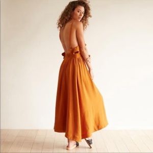 Anthropologie Orange Backless Dress